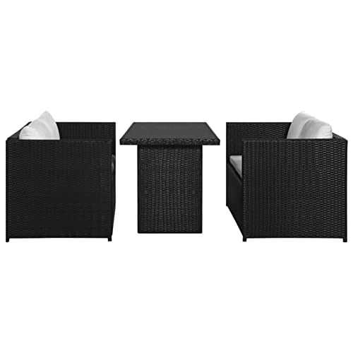 Xinxinxiang 3 Piece Patio Set with Cushions Black