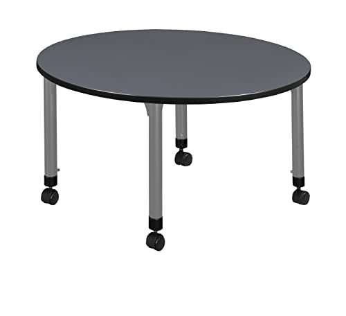 Romig Height Adjustable Mobile Classroom Table 48" Round Grey