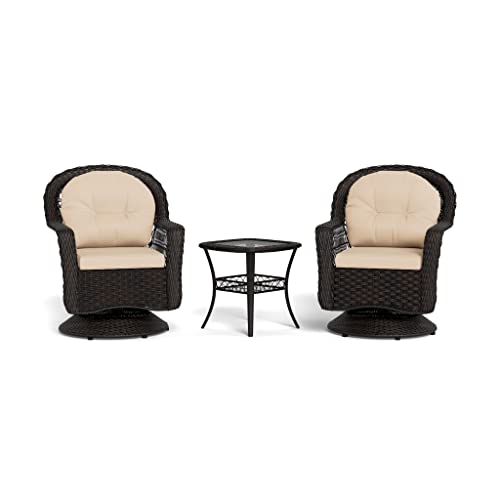 Tortuga Outdoor Biloxi 3 Piece Resin Wicker Bistro Set Expresso-Dark