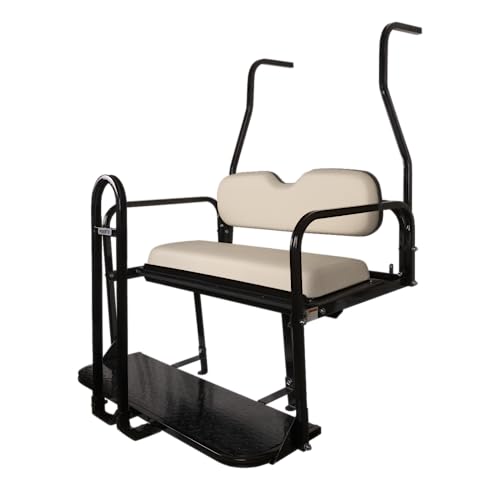ProFX Golf Cart Rear Flip Seat Kit with Grab Bar for Club Car DS | White