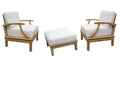 WholesaleTeak Somer 3 Pc Lounge Chair Set with Cushions in Canvas White