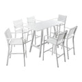 Pemberly Row 7-Piece Modern Aluminum Frame Patio Bar Set White