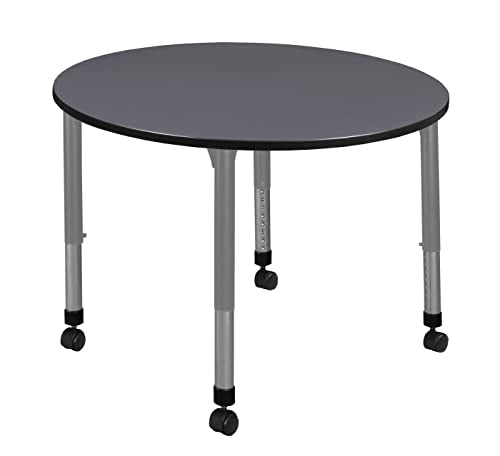 Romig Height Adjustable Mobile Classroom Table 48" Round Grey