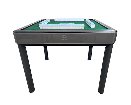 usamjtable Gray Ultra-Thin 4-Legged Automatic Mahjong Table with 40mm Numbered Tiles