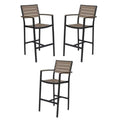 Home Square Aluminum Patio Bar Stool Set of 3 Black Frame Gray