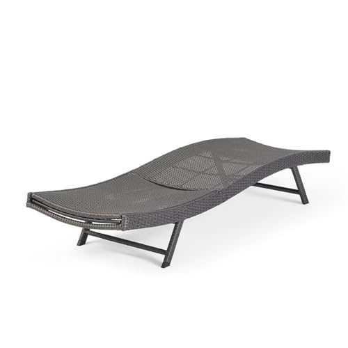 Noble House Kauai Outdoor 6-Pc Wicker Chaise Lounge Set Grey