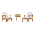 WholesaleTeak Lagos 3 Pc Lounge Chair Set with Cushions - 2 Lounge Chairs & 22" Round Side Table, Canvas White