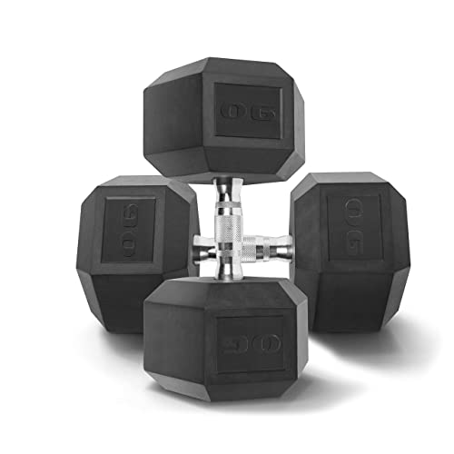 WF Athletic Supply Rubber Coated Hex Dumbbells 90 LB Pair
