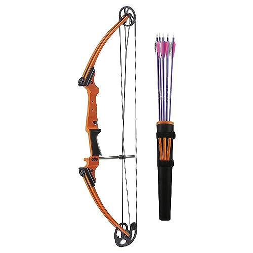 GENESIS Adjustable Lightweight Left-Handed Compound Bow Kit with Quiver, Arm Guard, and Arrows Orange