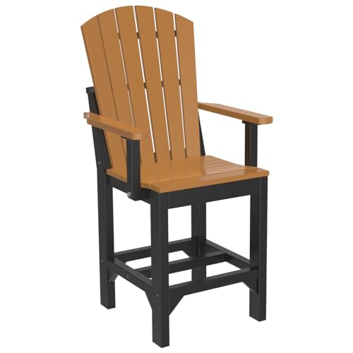 Furniture Barn USA Set of 4 Poly Lumber Counter Height Adirondack Arm Chairs Cedar & Black