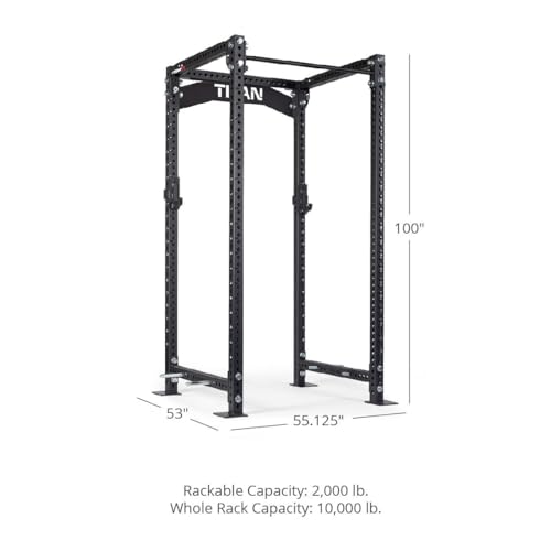 Titan Fitness Power Rack 100" Black Bolt-Down 42" Depth 2000 LB Cage
