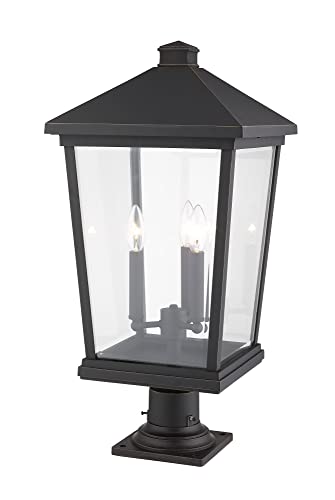 Z-Lite 3 Light Outdoor Pier Mounted Fixture Black