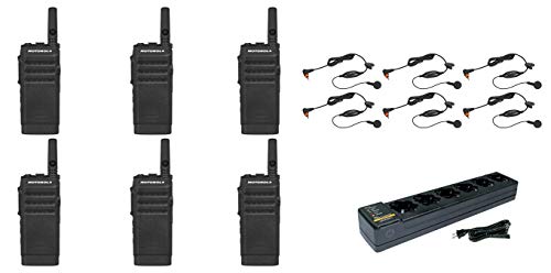 SR-Moto SL300 UHF Digital DMR Radio with E346 Headset and Multi Unit Charger 6 Pack