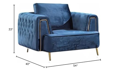 American Eagle Furniture AE-D832 Soft Velvet Fabric Chair Blue