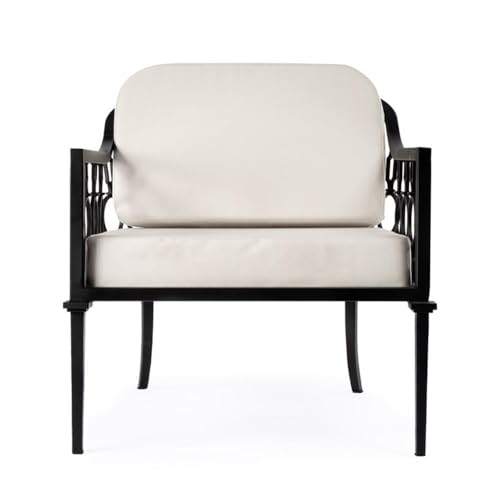 Home Square Iron Upholstered Outdoor Lounge Chair Set of 2 Black