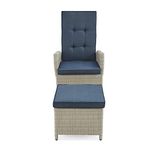 Alaterre Furniture Haven All-Weather Wicker Outdoor Recliners Set with Ottomans and Accent Table