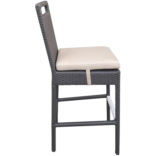 Armen Living Tropez Patio Wicker Bar Set Black