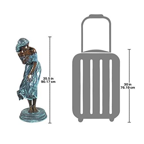 Design Toscano The Windblown Maiden Cast Bronze Garden Statue Two Tone Bronze & Verdigris