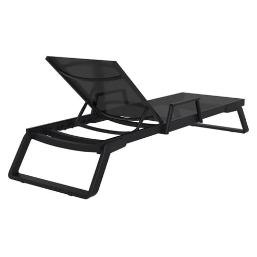 Compamia Tropic Arm Sling Chaise Lounge Black Frame Black