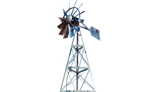 Outdoor Water Solutions 12-Feet Ornamental Galvanized 3-Legged Windmill Silver Galvanized