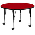 Flash Furniture Wren Mobile 60'' Round Red Activity Table Height Adjustable