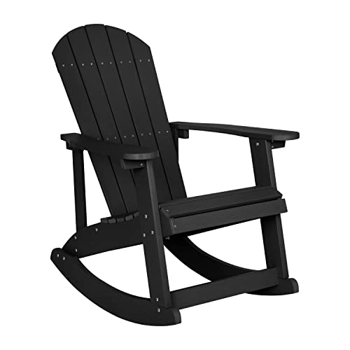 BizChair Set of 4 Savannah Adirondack Rocking Chairs Black