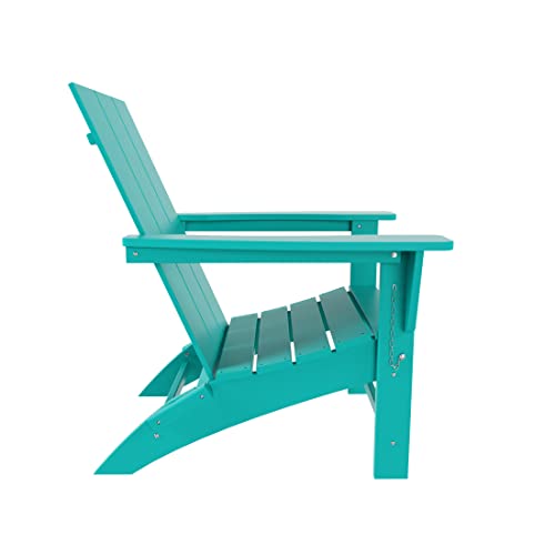 WestinTrends 8-Piece Modern Poly Folding Adirondack Chair Set Turquoise