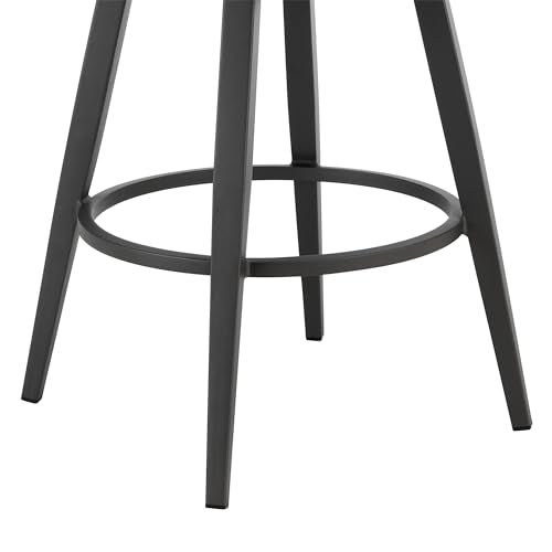 Armen Living Zella Outdoor Patio Swivel Bar Stool Aluminum Light Gray Rope Earl Gray Cushions
