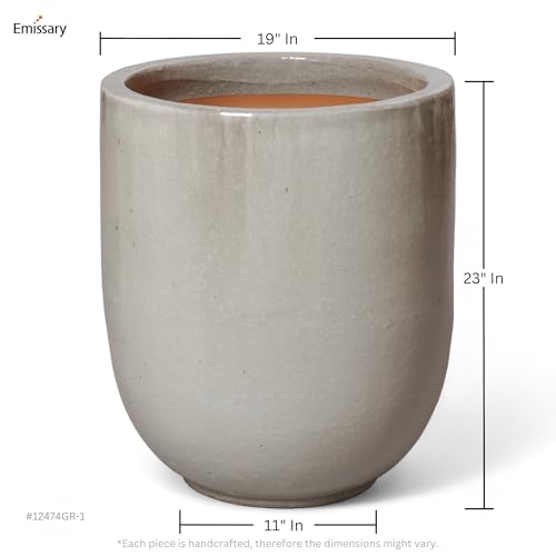 Emissary Gray Stoneware Round Planter 19.5in. L x 23in. H