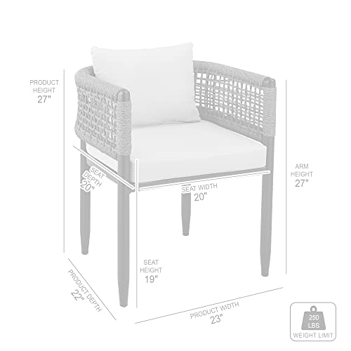 Armen Living Alegria Outdoor Patio Dining Chair Set of 2 Light Grey