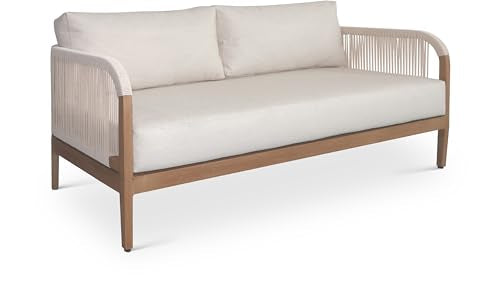 Meridian Furniture Maui Collection Modern Outdoor Patio Loveseat Cream