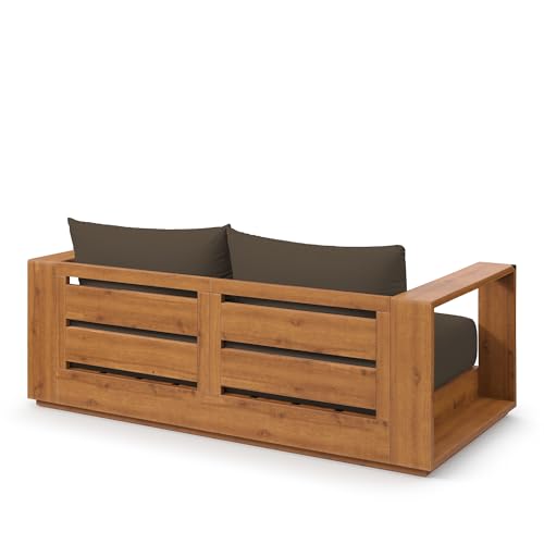 Modway Tahoe Acacia Wood Outdoor Patio Loveseat Natural Cocoa
