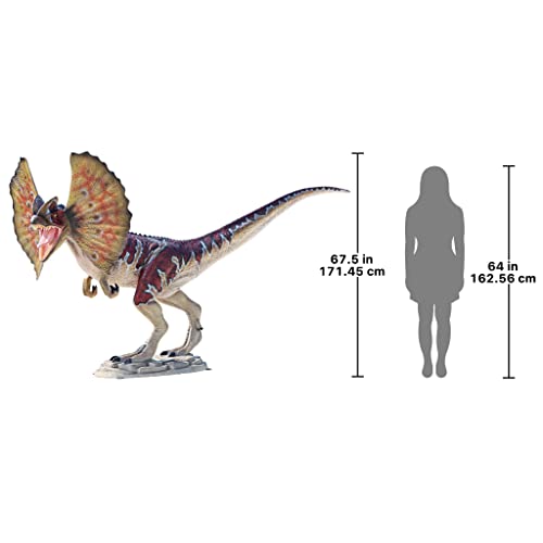 Design Toscano Jurassic-Sized Dilophosaurus Dinosaur Statue Full Color