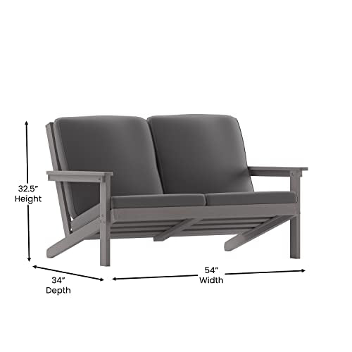Flash Furniture Charlestown Adirondack Loveseat with Cushions Gray