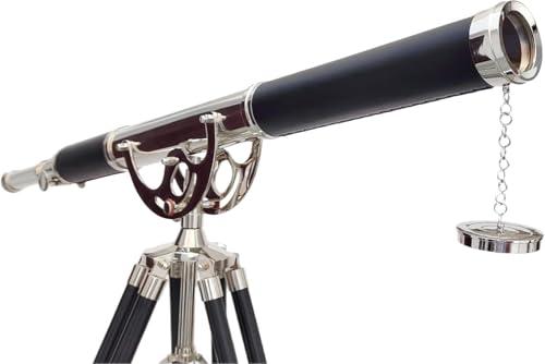 Antiqueex Nautical Vintage Brass Marine Telescope Silver Finish 65''