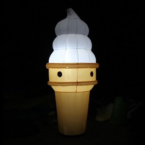 YBZCHLM Giant Inflatable Ice Cream Cone with Lights Khaki & White 10Ft H