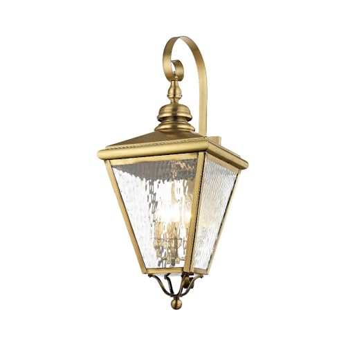 Livex Transitional Four Light Outdoor Wall Lantern Cambridge Collection Brushed Nickel