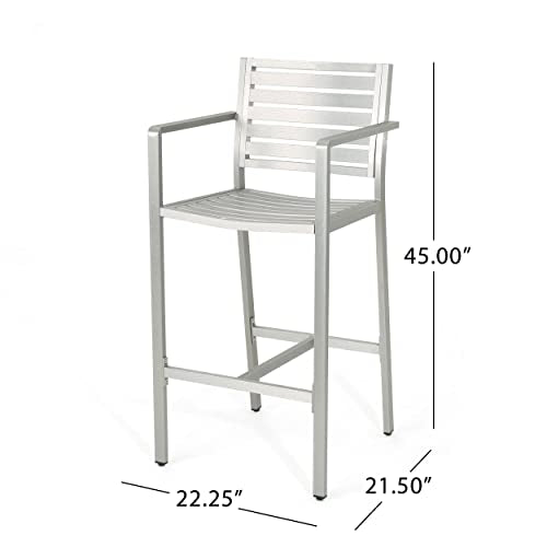 Christopher Knight Home Tammy Coral Outdoor Silver Rust-Proof Aluminum Barstools Set of 4 Silver