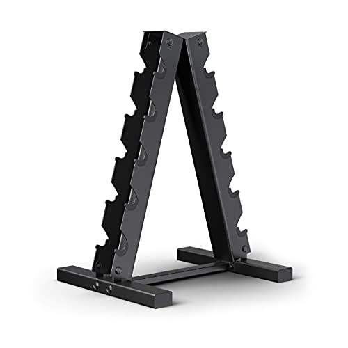 Epic Fitness Premium Hex Dumbbell Set with A-Frame Rack Black