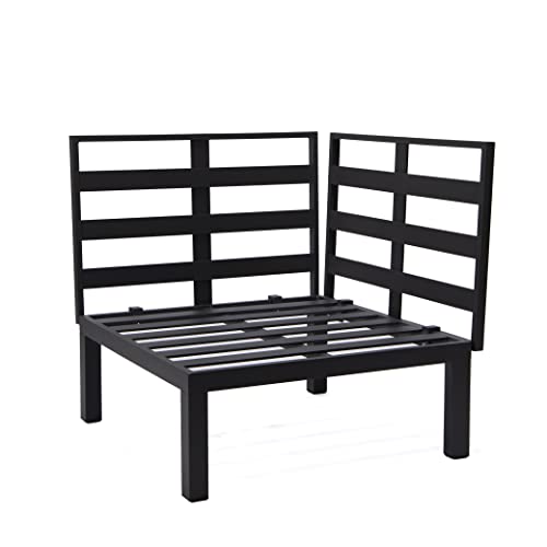 LeisureMod Hamilton Modern 7-Piece Modular Outdoor Sectional Set with Fire Pit Table Light Grey