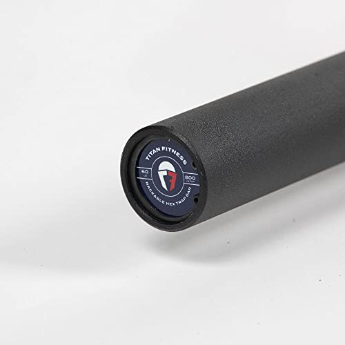Titan Fitness Hex Trap Barbell 2-inch Olympic 800 LB Rated Knurled Grips - Deadlifts, Rows, Squat Jumps
