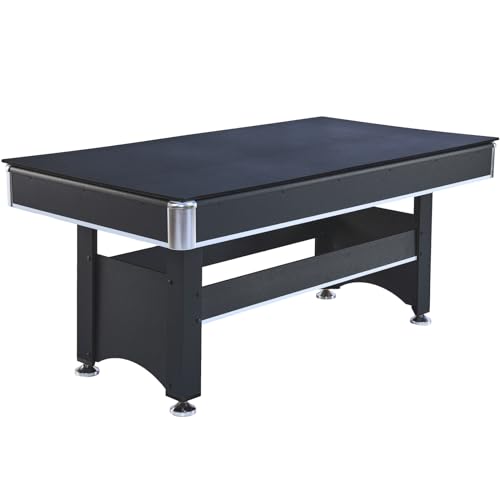 YESGIGA 6-ft Pool Table with Table Tennis Top Black+Blue Felt
