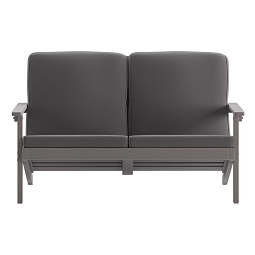 Flash Furniture Charlestown Adirondack Loveseat with Cushions Gray