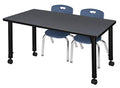 Regency Kee Height Adjustable Mobile Classroom Table Set with 12" Andy Chairs Grey/Navy