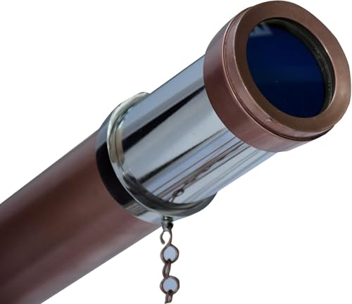 Antiqueex Vintage Maritime Telescope Chrome/Copper on Adjustable Wooden Tripod