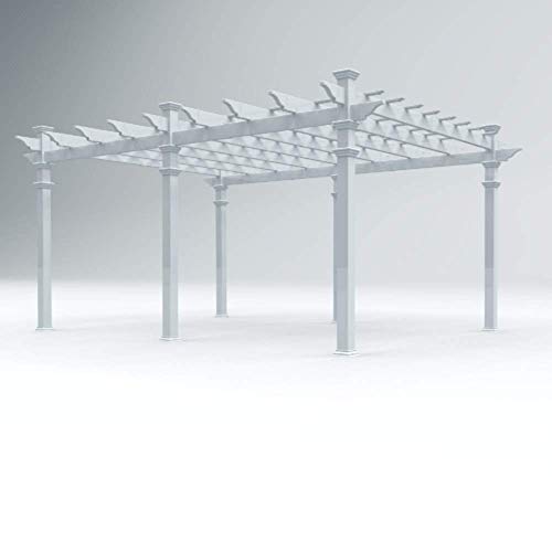 Vita 12x16 Foot White Vinyl Barcelona Flat Top Pergola