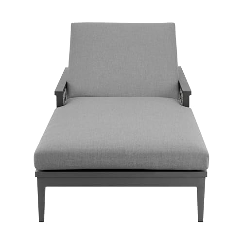 Armen Living Zella Modern Outdoor Patio Chaise Lounge Chair Light Gray