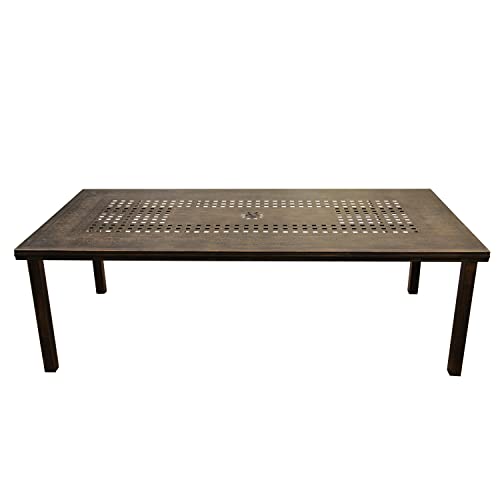 Oakland Living Modern Outdoor Aluminum 95-in Rectangular Dining Set with Eight Arm Chairs Bronze
