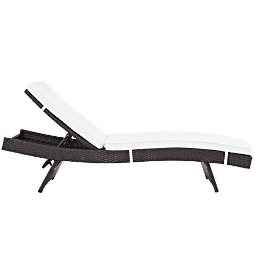 America Luxury - Outdoor Modern Contemporary Urban Patio Balcony Chaise Lounge Chair Set of 6 White Rattan