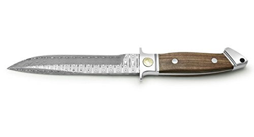 PUMA Cougar Damast Plumwood Hunting Knife with Leather Sheath Silver
